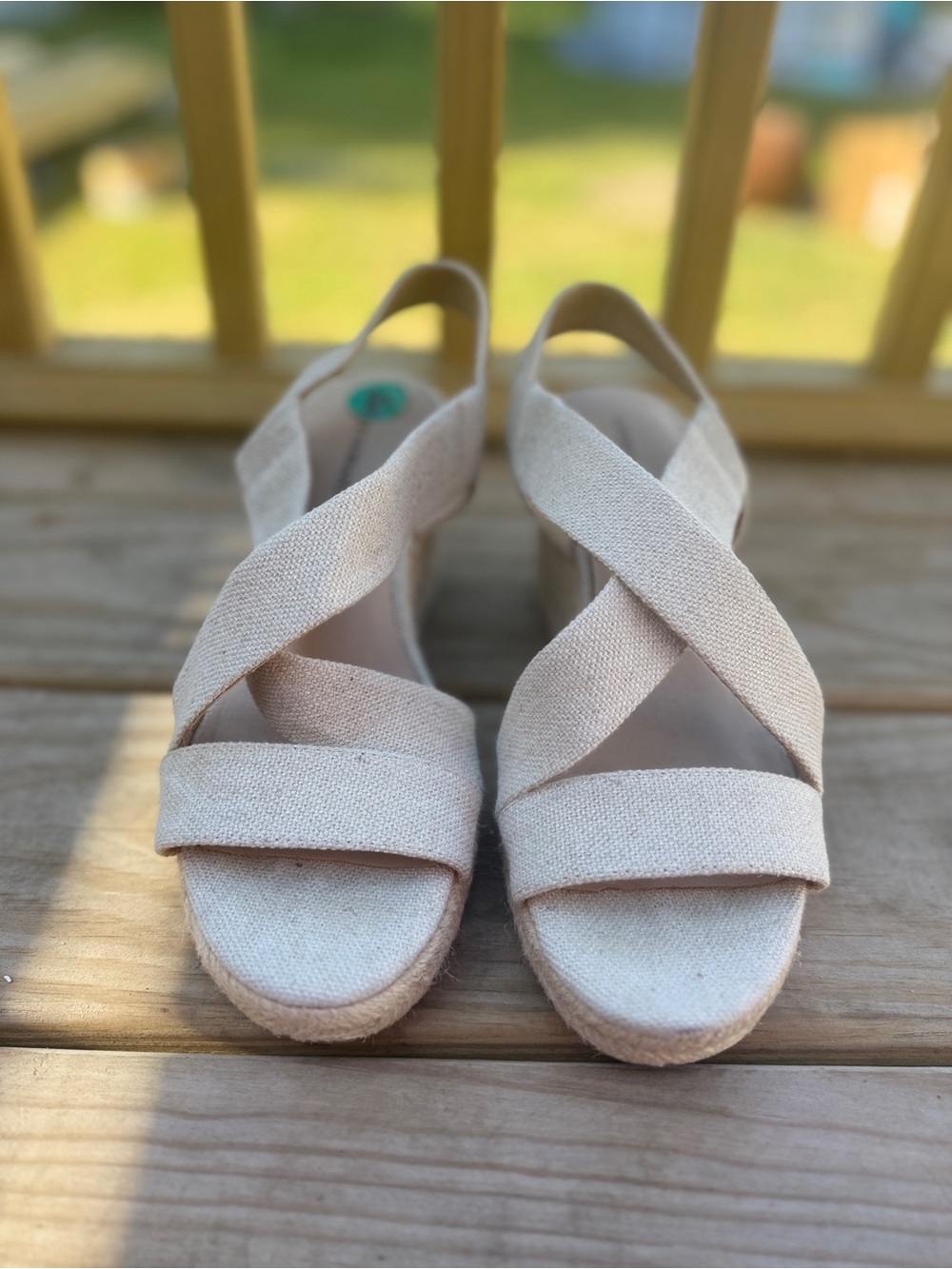 Lucky Brand Women's Neutral Crisscross Espadrille Wedges